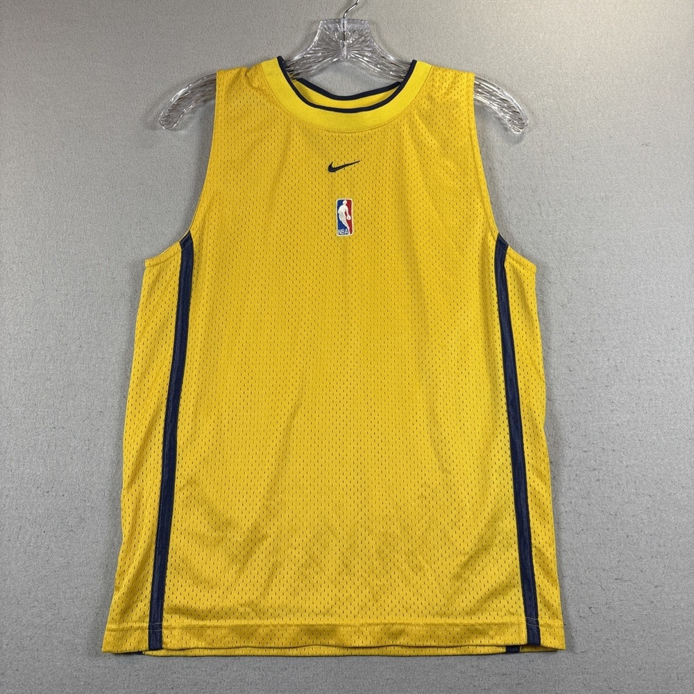NBA Basketball Jersey Mens Youth Medium Yellow Nike Mesh Practice Training Blank